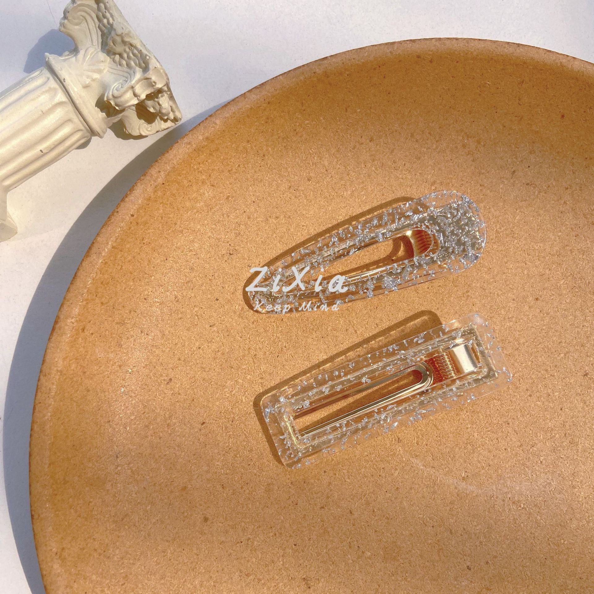 Wholesale acrylic hairpin onion pink starry sky girl side clip acetate geometric hollow duckbill clip